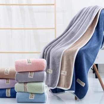 Soft Absorbent Coral Fleece Bath Towel for Home and Hotel