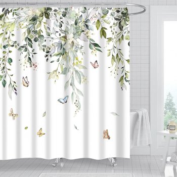 Leaf Pattern Shower Curtain Set
