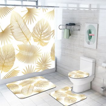 Elegant Tropical Leaf Shower Curtain Set