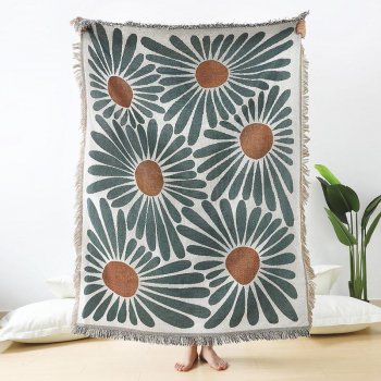 Floral Cotton Throw Blanket - Versatile Home Décor & Outdoor Accessory, 50"x60"