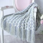 Knitted Zigzag Throw Blanket with Tassels