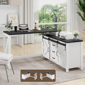 Rustic L-Shaped Executive Desk
