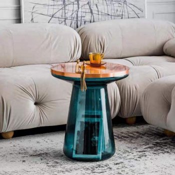 Modern Nordic Glass Tea Table – Luxury Round Sofa Side Table for Living Room