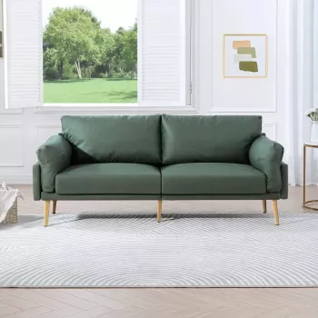 72-Inch Mid Century Faux Leather Sofa Couch – Perfect for Living Rooms and Small Spaces