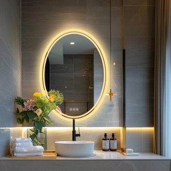 Backlit Round LED Bathroom Mirror with Lights