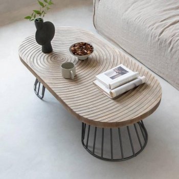 Nordic Minimalist Wooden & Iron Tea Table