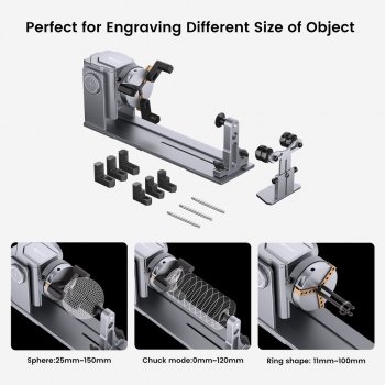 3-in-1 Laser Engraving Accessories Kit with Rotary Jaw Chuck for Cylindrical Objects