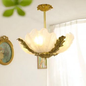 French Vintage Shell Glass Chandelier - Retro Luxury Bedroom Lamp