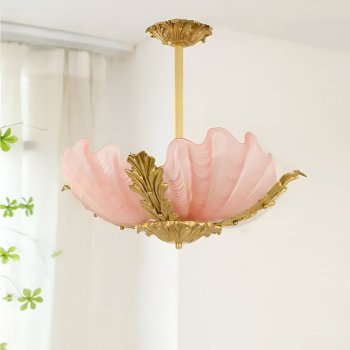 French Vintage Shell Glass Chandelier - Retro Luxury Bedroom Lamp