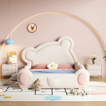 Modern Princess Twin and Queen Wood Bed Frame for Kids & Teens