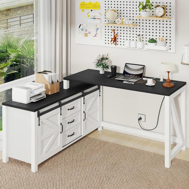 Rustic L-Shaped Executive Desk