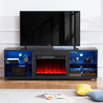 68-Inch Modern Fireplace TV Stand with 3D Electric Fireplace for TVs up to 78