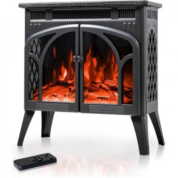 24-Inch Electric Fireplace Stove with 3D Flame & Log Colors