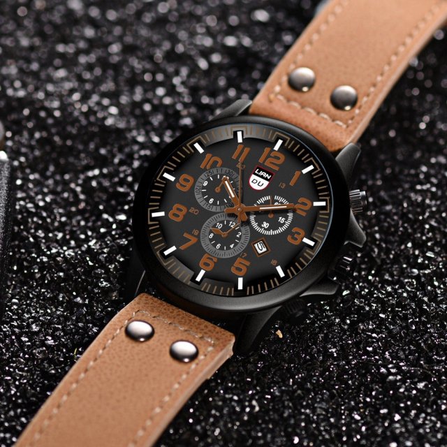 Men's Fashion Quartz Watch with Leather Band - Image 7