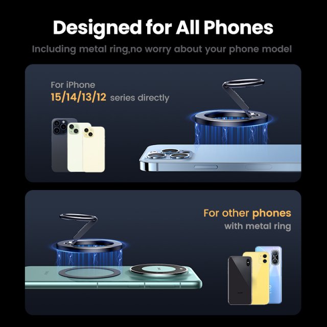 Magnetic 360° Rotating Phone Ring Holder for iPhone, Samsung, and More - Image 3