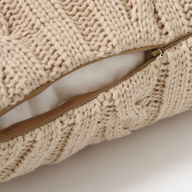 Nordic Twist Knit Pillow Cover – Soft Beige Gray, Cozy Decorative Cushion - Image 5