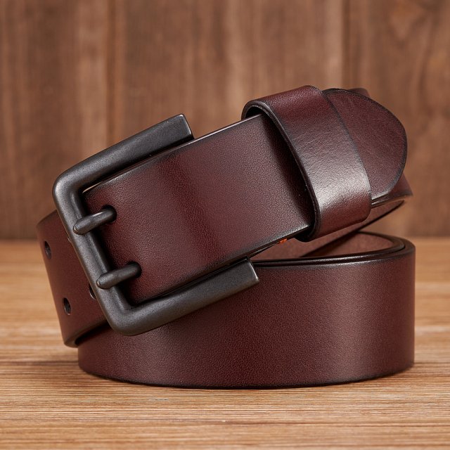 Men's Genuine Leather Belt – 4.3cm Double Pin Buckle, Premium Quality - Image 6