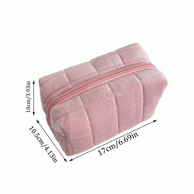 Plush Travel Makeup Bag for Women - Portable Corduroy Cosmetic Pouch - Image 7