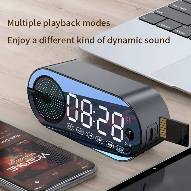 Wireless Bluetooth Speaker Alarm Clock with RGB LED Display and USB Charging - Image 5