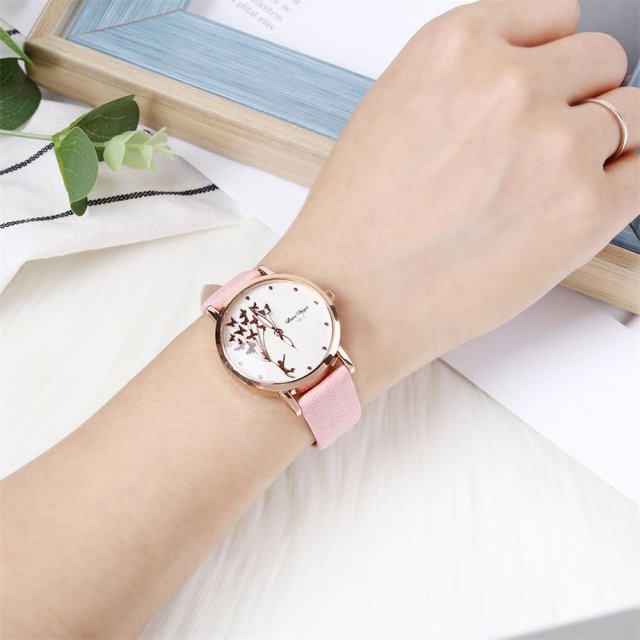 Fashion Butterfly Women's Quartz Watch with Brown Leather Strap - Image 5