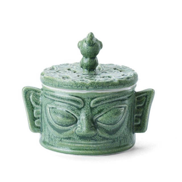 Sanxingdui-Inspired Ceramic Incense Burner - Divine Eye Mask Design - Image 7