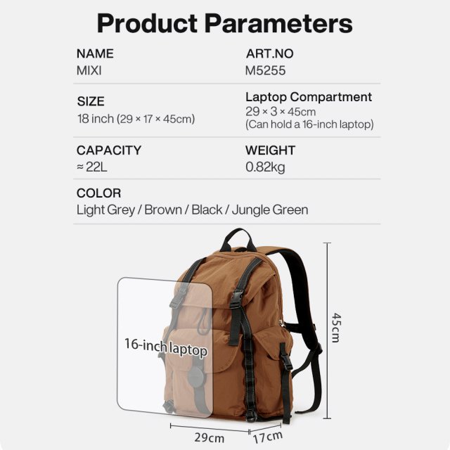 Lightweight Waterproof 18-Inch Travel Backpack for 16" Laptop - Image 6