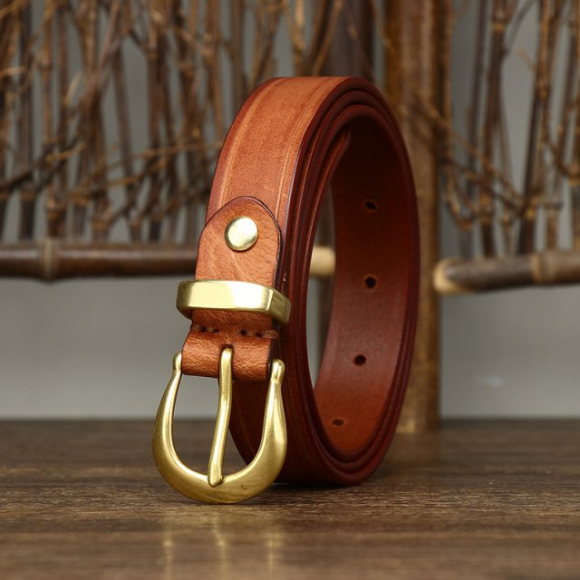 2.4cm Copper Buckle Women’s Genuine Leather Belt for Jeans - Image 8