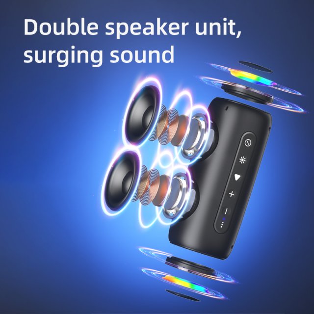 20W Portable Waterproof Bluetooth Speaker with Dual Bass, RGB Lights, and 4000mAh Battery - Image 3