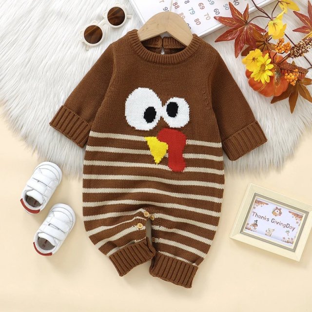 Baby Knit Turkey Romper for Infants 0-18M