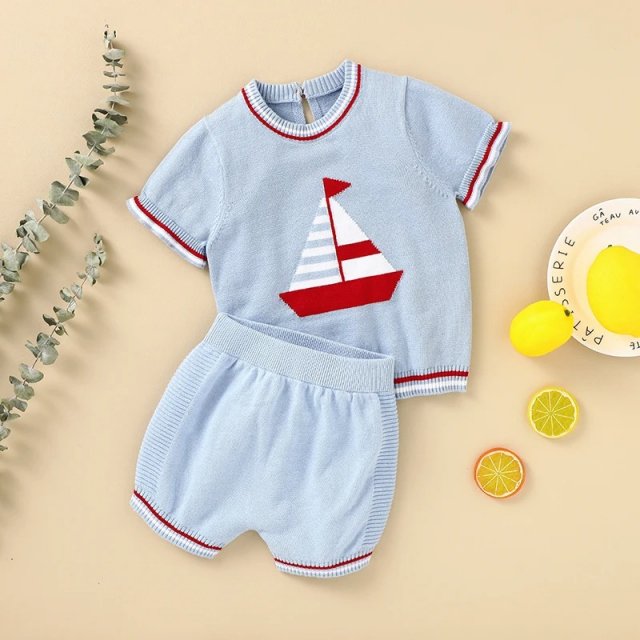 Newborn Baby Cotton Knit 2-Piece Summer Outfit