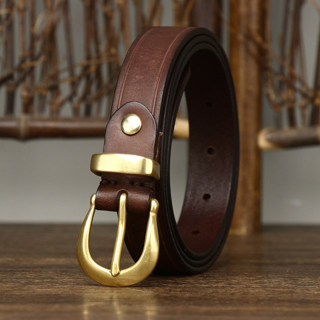 2.4cm Copper Buckle Women’s Genuine Leather Belt for Jeans - Image 6