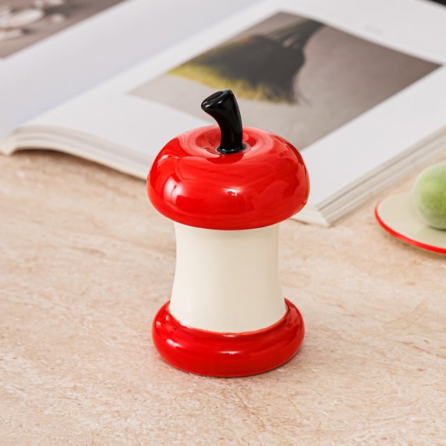 Creative Ceramic Apple Toothpick Holder with Lid - Image 4