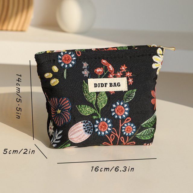 Small Floral Cosmetic Bag – Portable Sanitary Napkin, Coin, and Card Organizer - Image 6