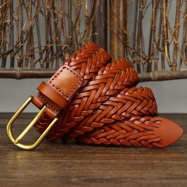 3CM Unisex Genuine Leather Woven Belt – Breathable, Stylish, Durable