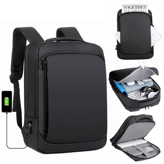 Waterproof Men’s Business Travel Laptop Backpack with USB Charging Port - Image 4