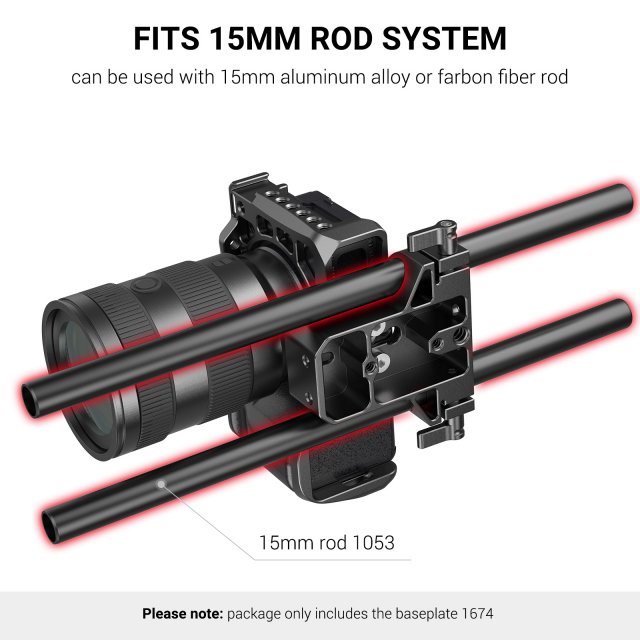 Universal DSLR Camera Base Plate with 15mm Rod Rail Clamp for Camera Cages - Image 3