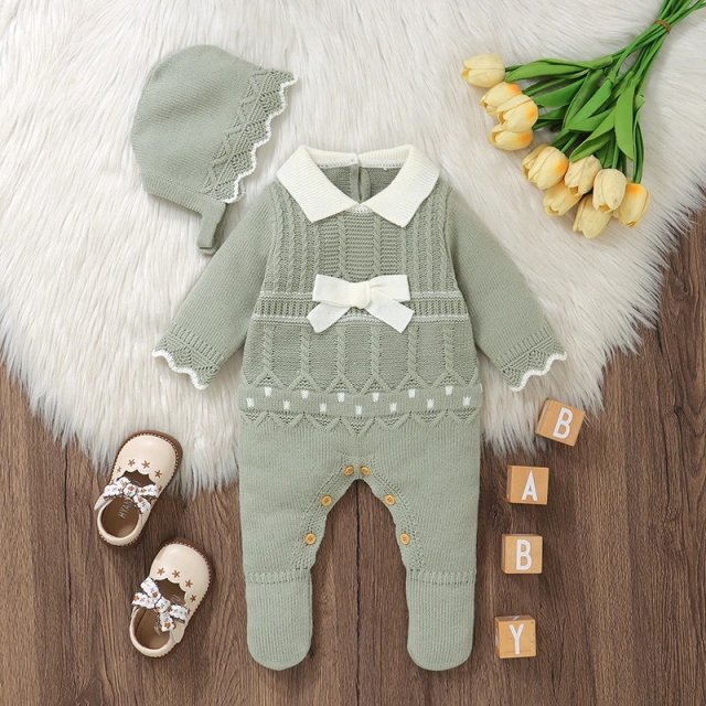 Baby Knit Romper with Hat