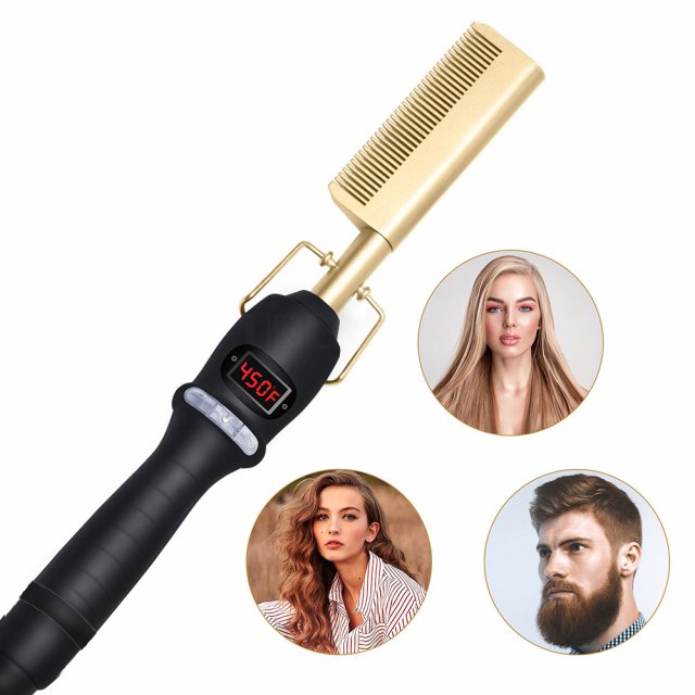 Hot Comb Hair Straightener and Curler 2-in-1 Electric Styling Brush - Image 6