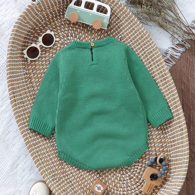 Infant Baby Knit Bodysuit - Cute Dog Cartoon Long Sleeve Romper for Boys & Girls 0-18M - Image 4