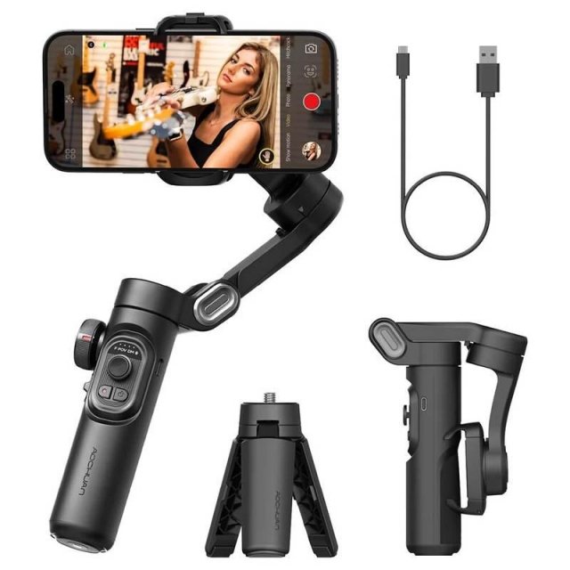 3-Axis Smartphone Gimbal Stabilizer - Foldable, Anti-Shake Handheld