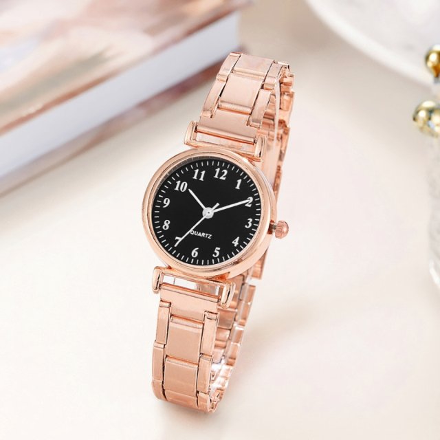 Fashion Women’s Small Arabic Dial Quartz Watch with Steel Band