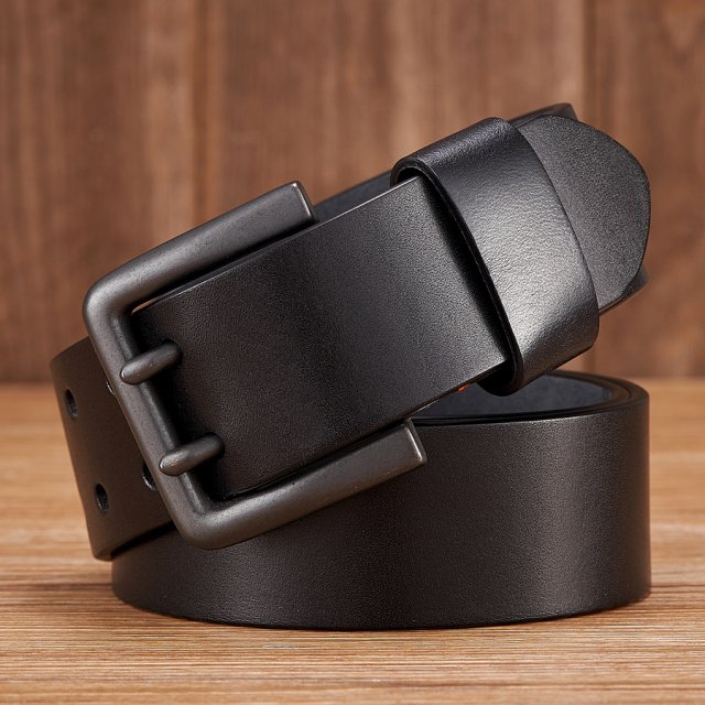 Men's Genuine Leather Belt – 4.3cm Double Pin Buckle, Premium Quality - Image 5