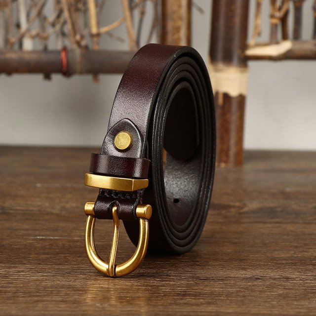 Elegant Genuine Leather Belt with Simple Metal Buckle – 1.8cm Slim Waist Belt - Image 4