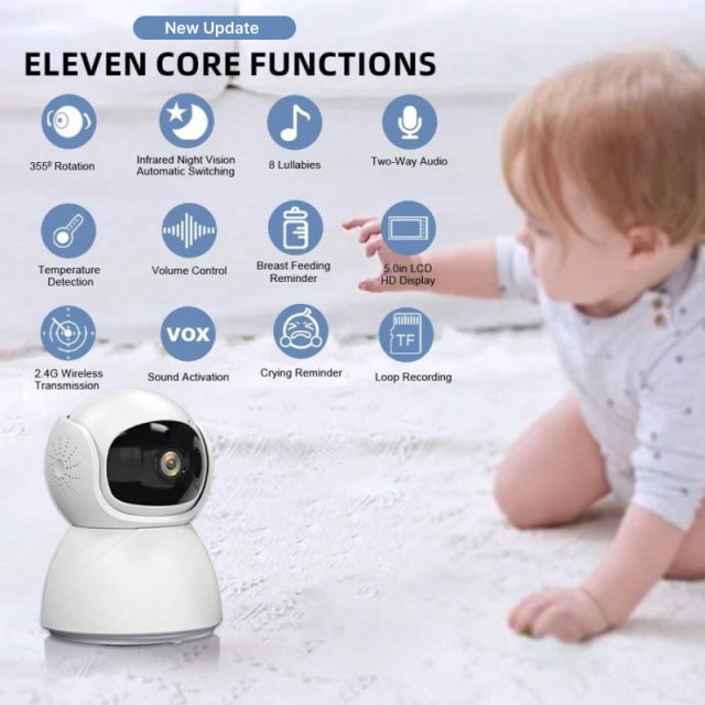 5.0" Video Baby Monitor with Pan-Tilt Cam, Two-Way Audio & Night Vision - Image 3