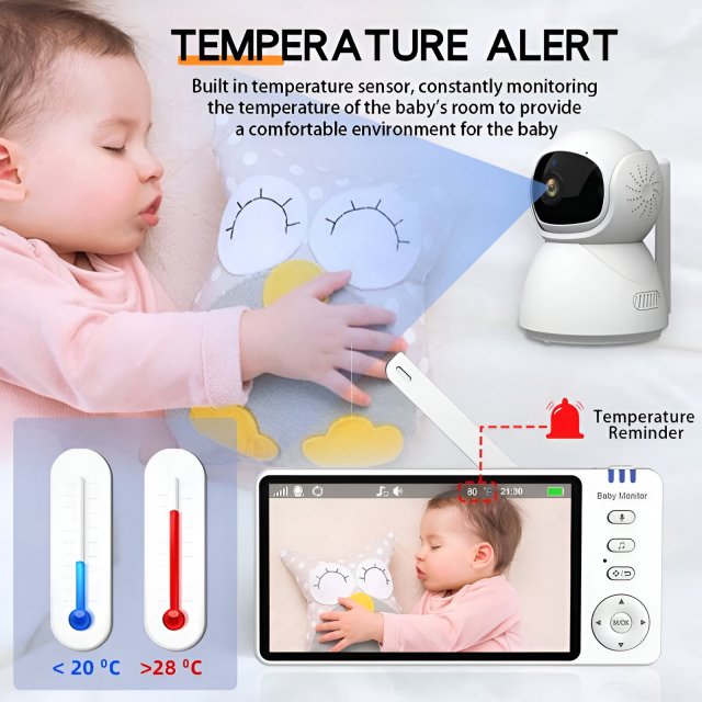 5.0" Video Baby Monitor with Pan-Tilt Cam, Two-Way Audio & Night Vision - Image 5