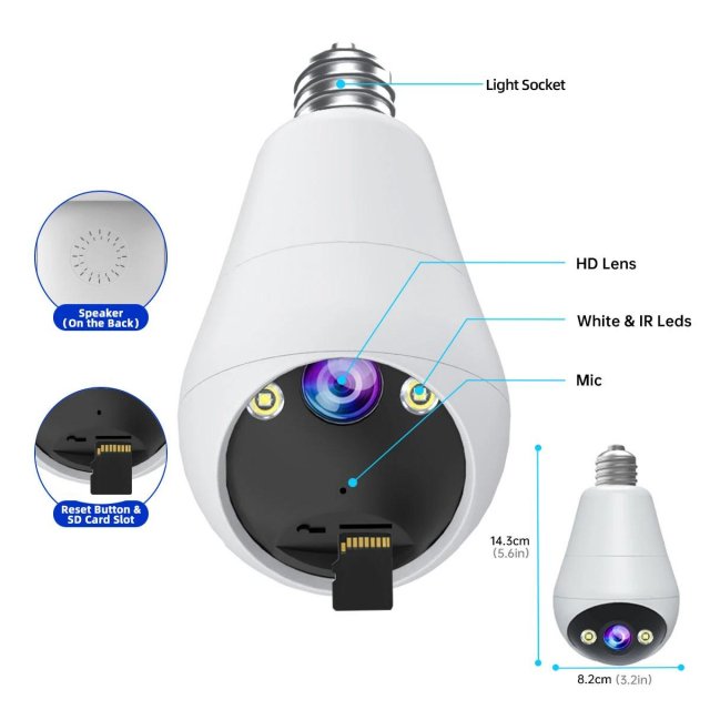 Smart WiFi E27 Bulb Surveillance Camera 3MP HD Auto Tracking Night Vision - Image 8