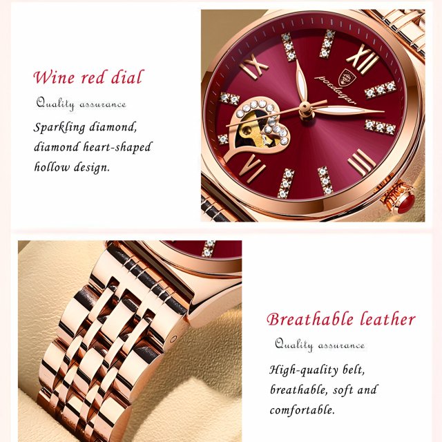 Fashion Rose Gold Stainless Steel Women's Waterproof Watch - Image 5