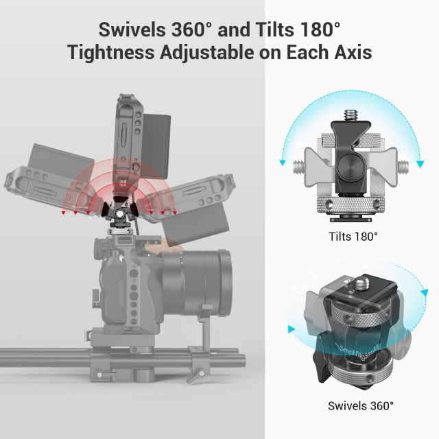 Quick Release Monitor Holder with Cold Shoe & Adjustable Swivel and Tilt - Image 4