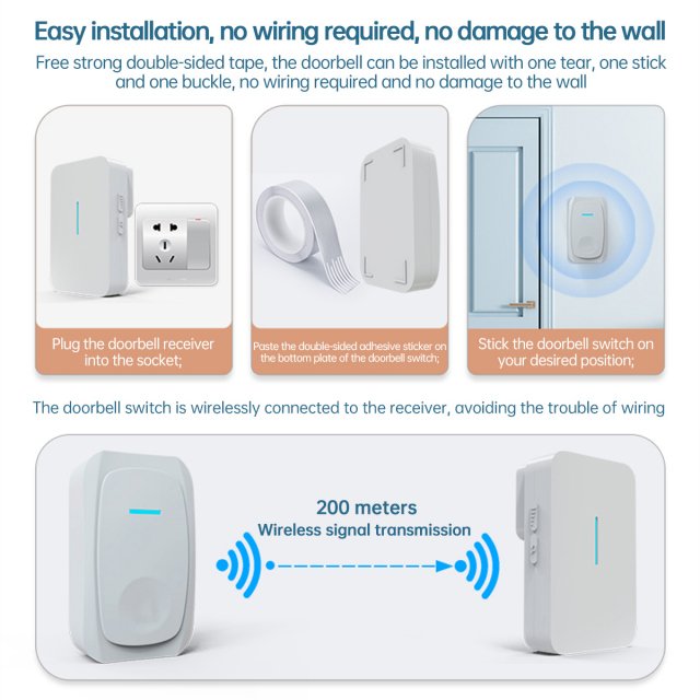 Wireless Battery-Free WiFi Doorbell with Voice Change & Kinetic Chime - Image 5