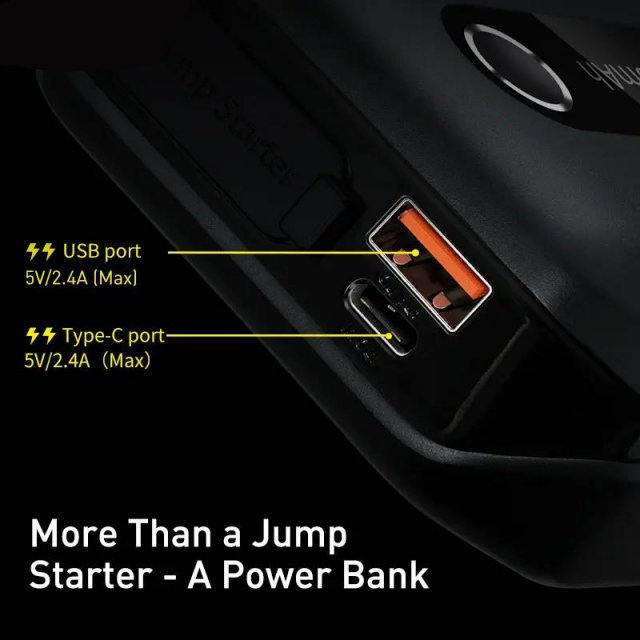 1000A 12V Portable Car Jump Starter Power Bank with LED Display and USB Ports - Image 4